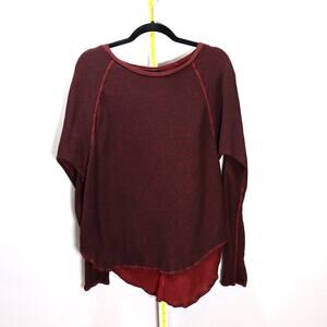 NSF Burgundy Thermal Knit Long Sleeve Top Made USA Size M